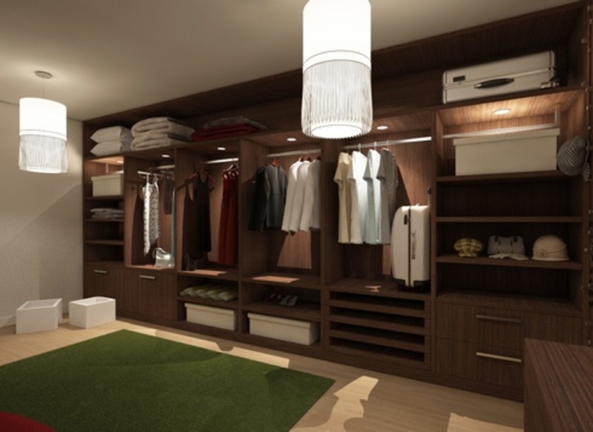 Классическая гардеробная комната из массива с подсветкой Подольск