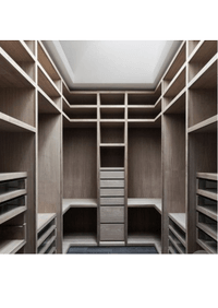 П-образная гардеробная комната в классическом стиле Подольск